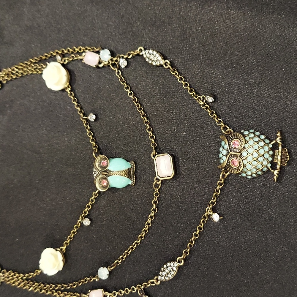 Betsey Johnson OWL LAYERED NECKLACE - Picture 3 of 8
